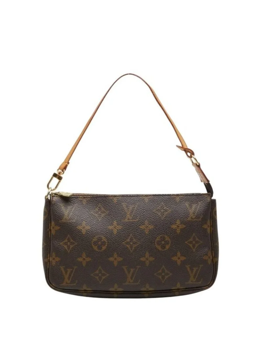 Louis Vuitton Monogram Pochette Soirle Handbag Pouch Brown Leather
